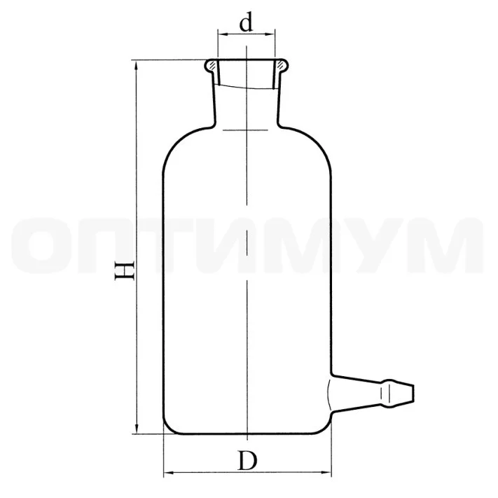Склянка 0,5 л с тубусом под рез.трубку (исп.3)